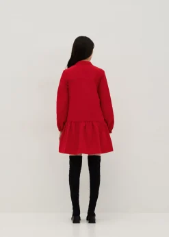 Collared Long Sleeve Babydoll Mini Dress