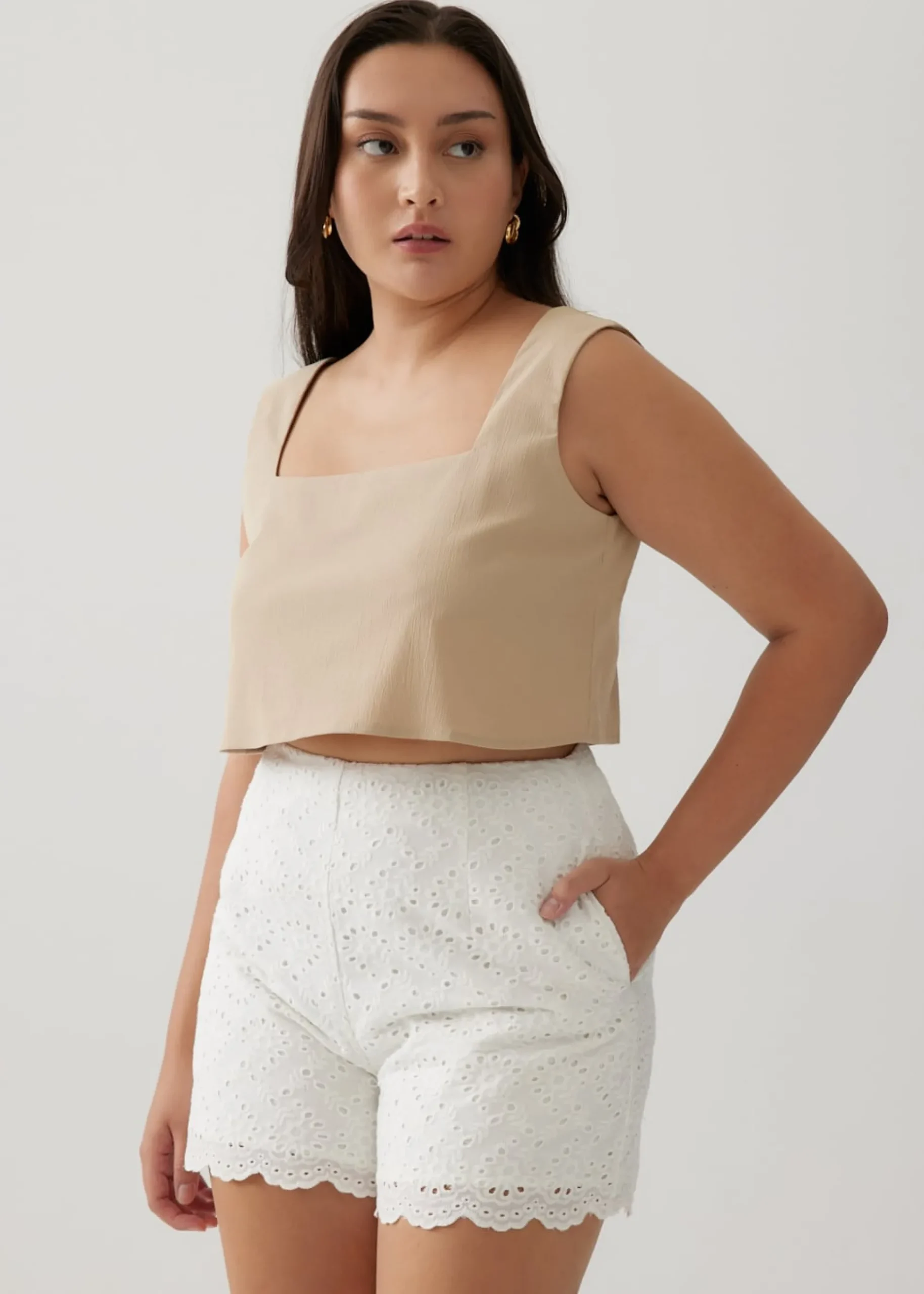 Constance Boxy Square Neck Crop Tank