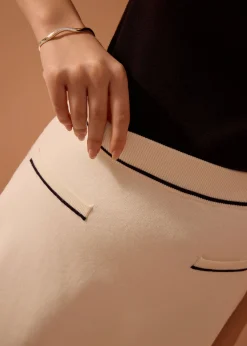 Contrast Knit A-Line Mini Skirt