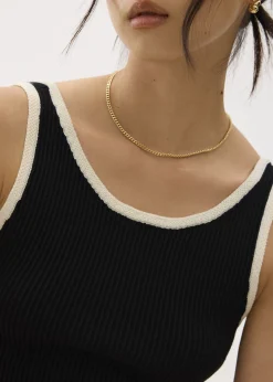 Contrast Knit V-neck Fitted Crop Top