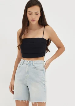 Coreela Padded Pleated Crop Top