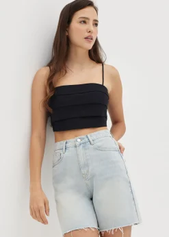 Coreela Padded Pleated Crop Top