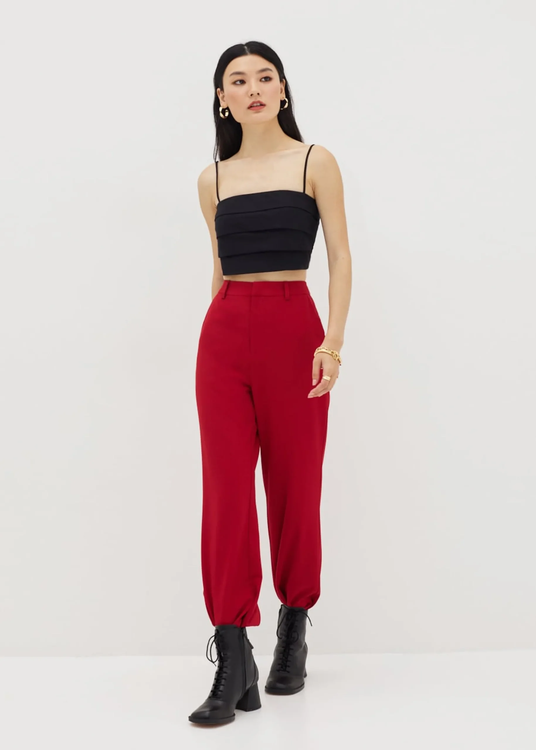 Coreela Padded Pleated Crop Top