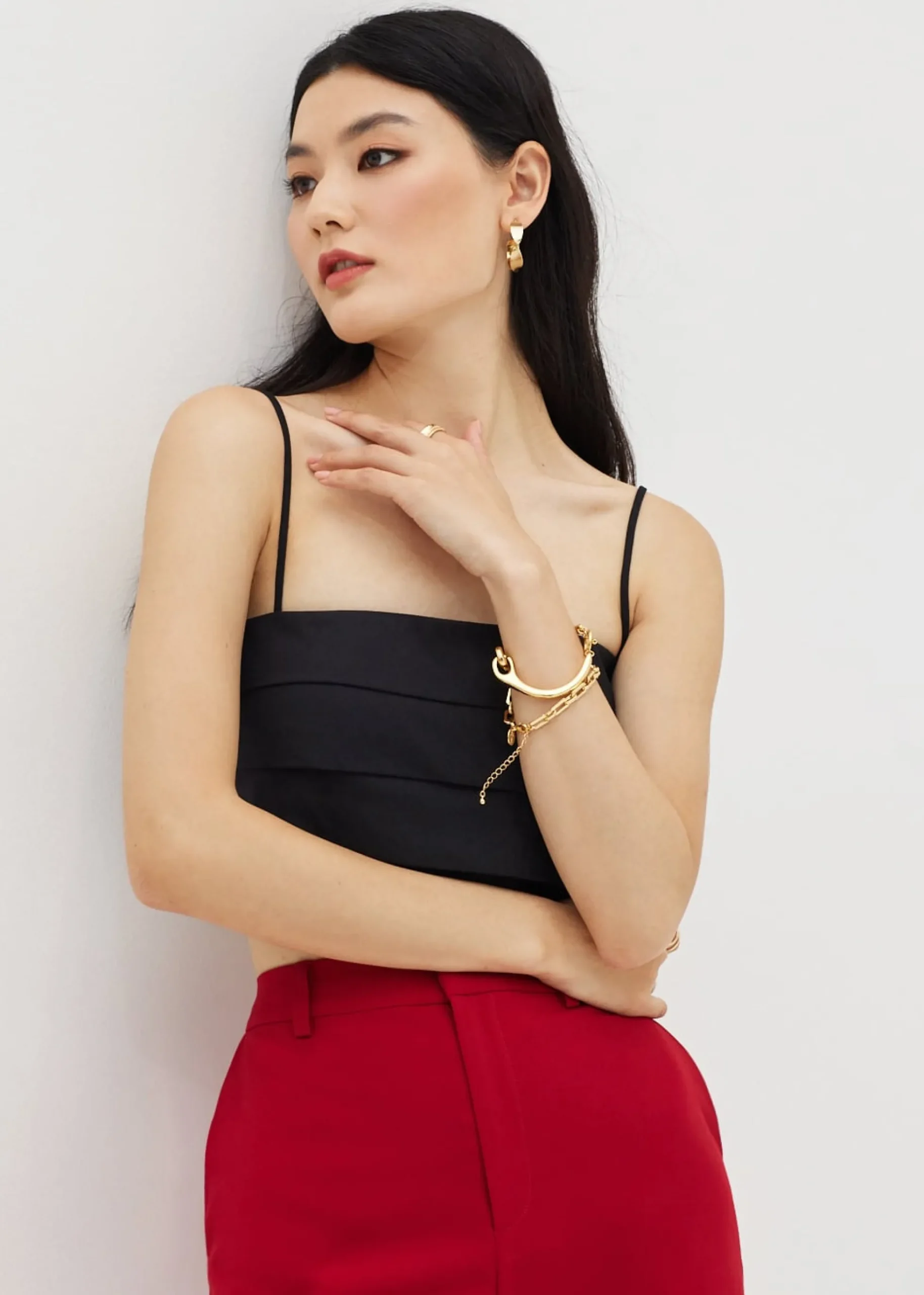 Coreela Padded Pleated Crop Top