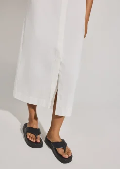 Cotton Button Down Utility Midaxi Dress