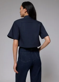 Cotton Collared Boxy Crop Shirt
