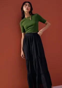 Cotton Flare Maxi Skirt in Desert Haze