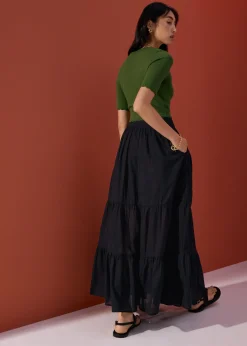 Cotton Flare Maxi Skirt in Desert Haze