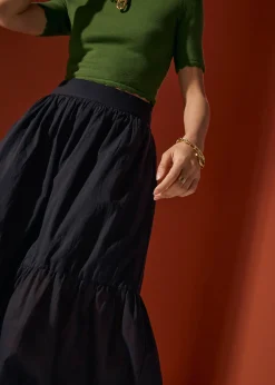 Cotton Flare Maxi Skirt in Desert Haze