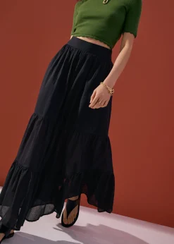 Cotton Flare Maxi Skirt in Desert Haze