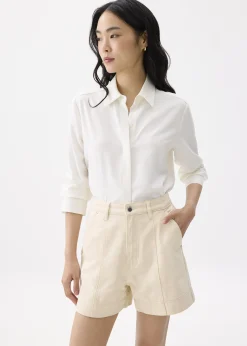 Cotton High Waist A-line Shorts