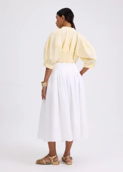 Cotton High Waist Flare Midaxi Skirt