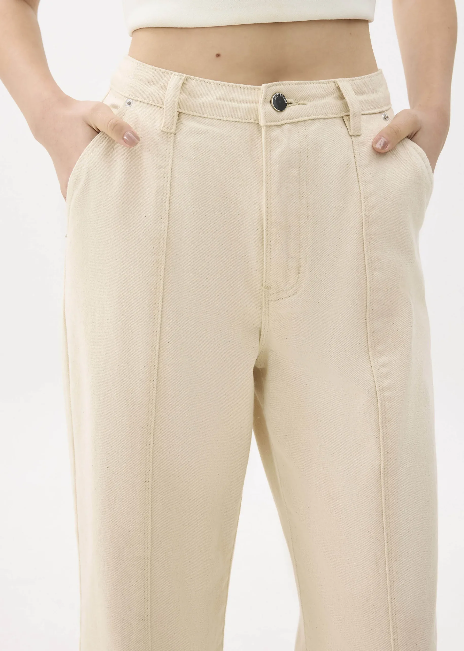 Cotton High Waist Straight Leg Pants