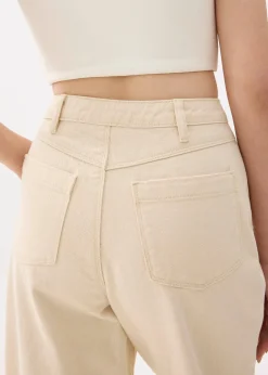 Cotton High Waist Straight Leg Pants