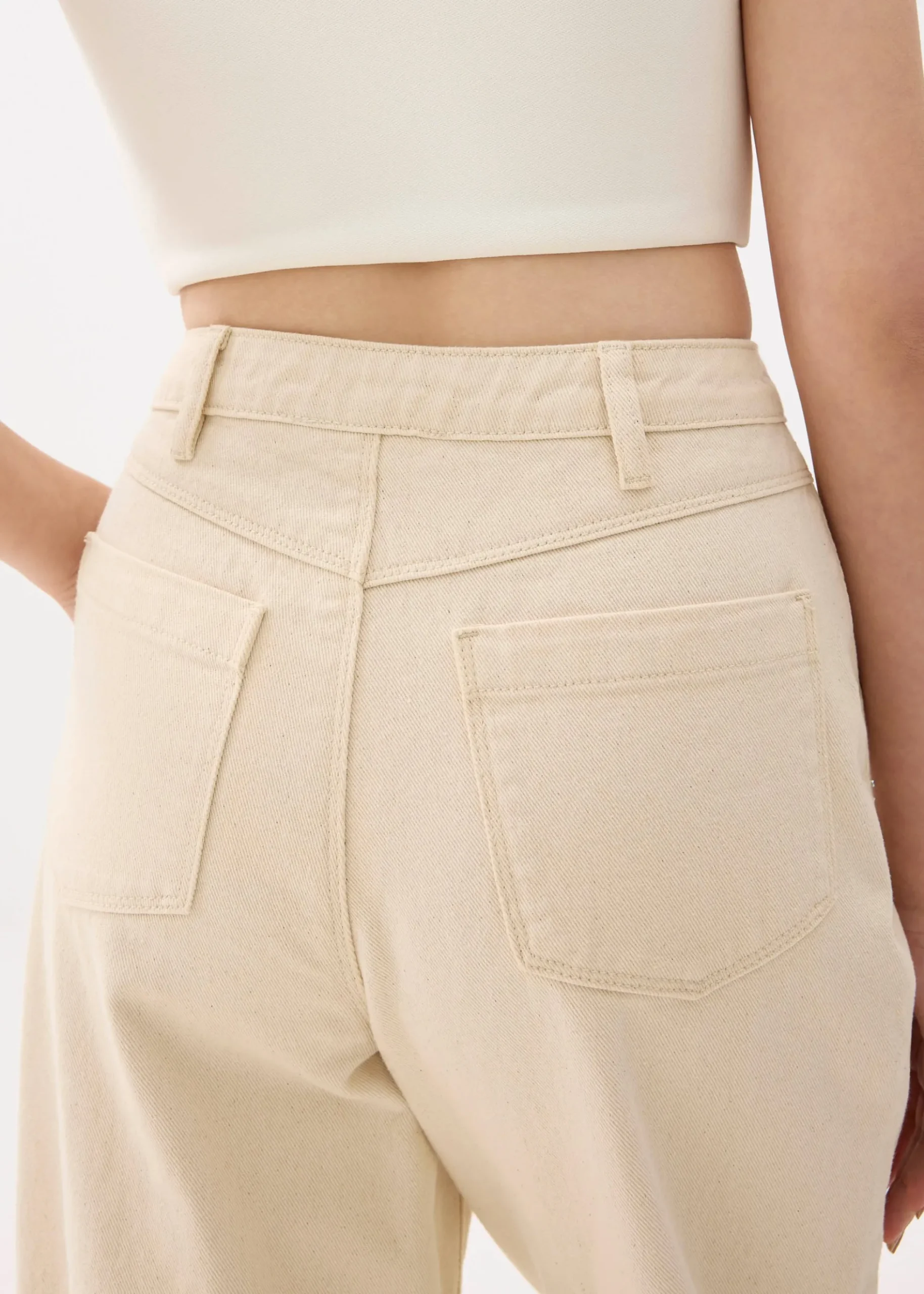 Cotton High Waist Straight Leg Pants