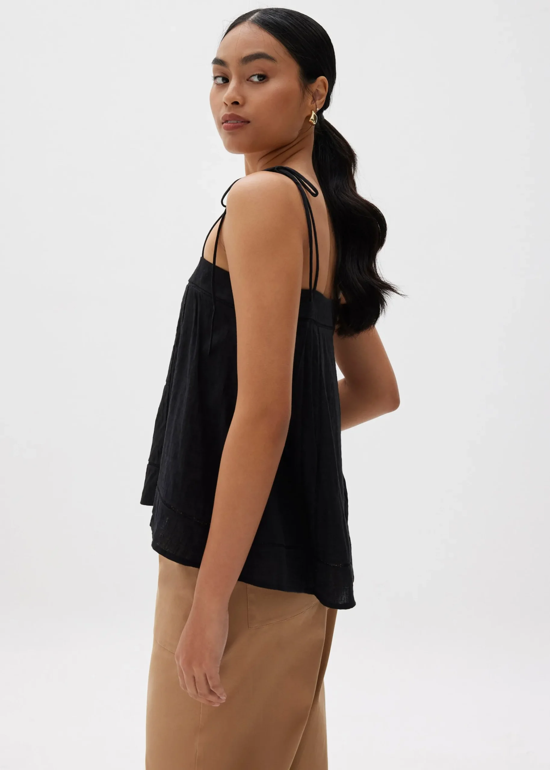 Cotton Lace Trim Camisole Top