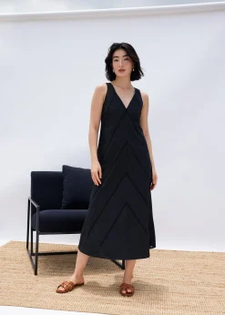 Cotton Lace Trim Trapeze Midaxi Dress