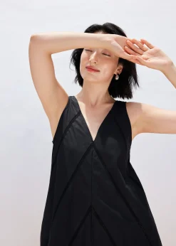 Cotton Lace Trim Trapeze Midaxi Dress