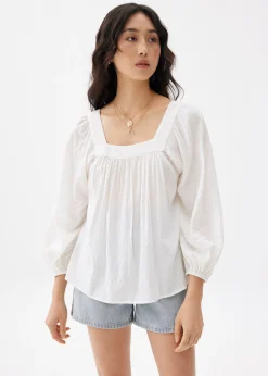 Cotton Ladder Trim Blouse