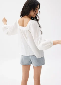 Cotton Ladder Trim Blouse