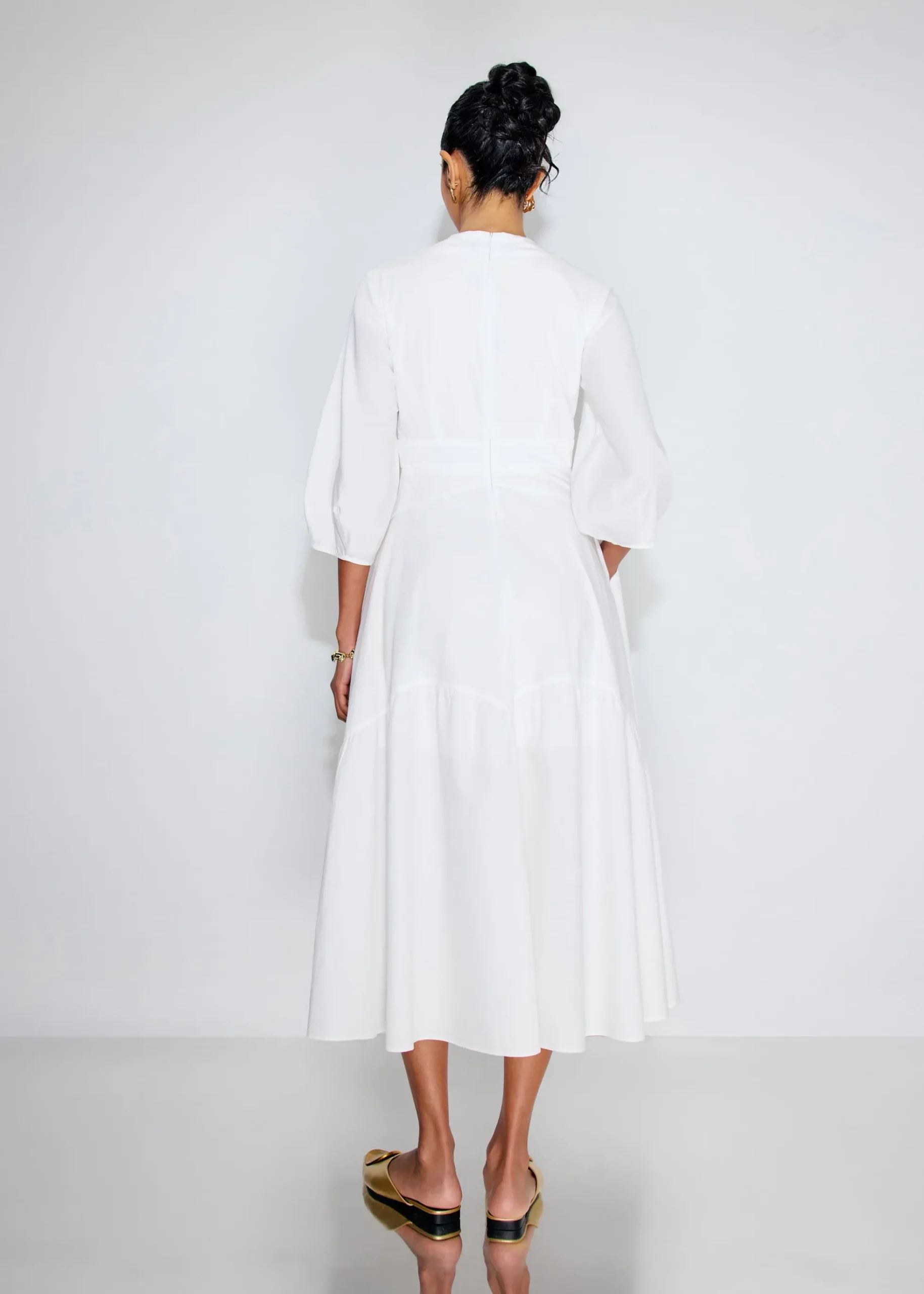 Cotton Panelled Fit & Flare Midaxi Dress