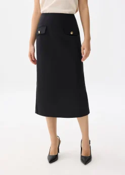 Cotton Pencil Midaxi Skirt