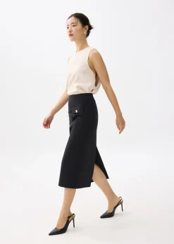 Cotton Pencil Midaxi Skirt