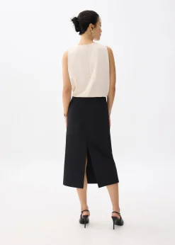 Cotton Pencil Midaxi Skirt