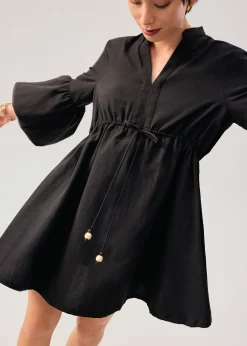 Cotton Puff Sleeve Babydoll Mini Dress