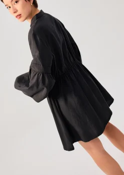 Cotton Puff Sleeve Babydoll Mini Dress