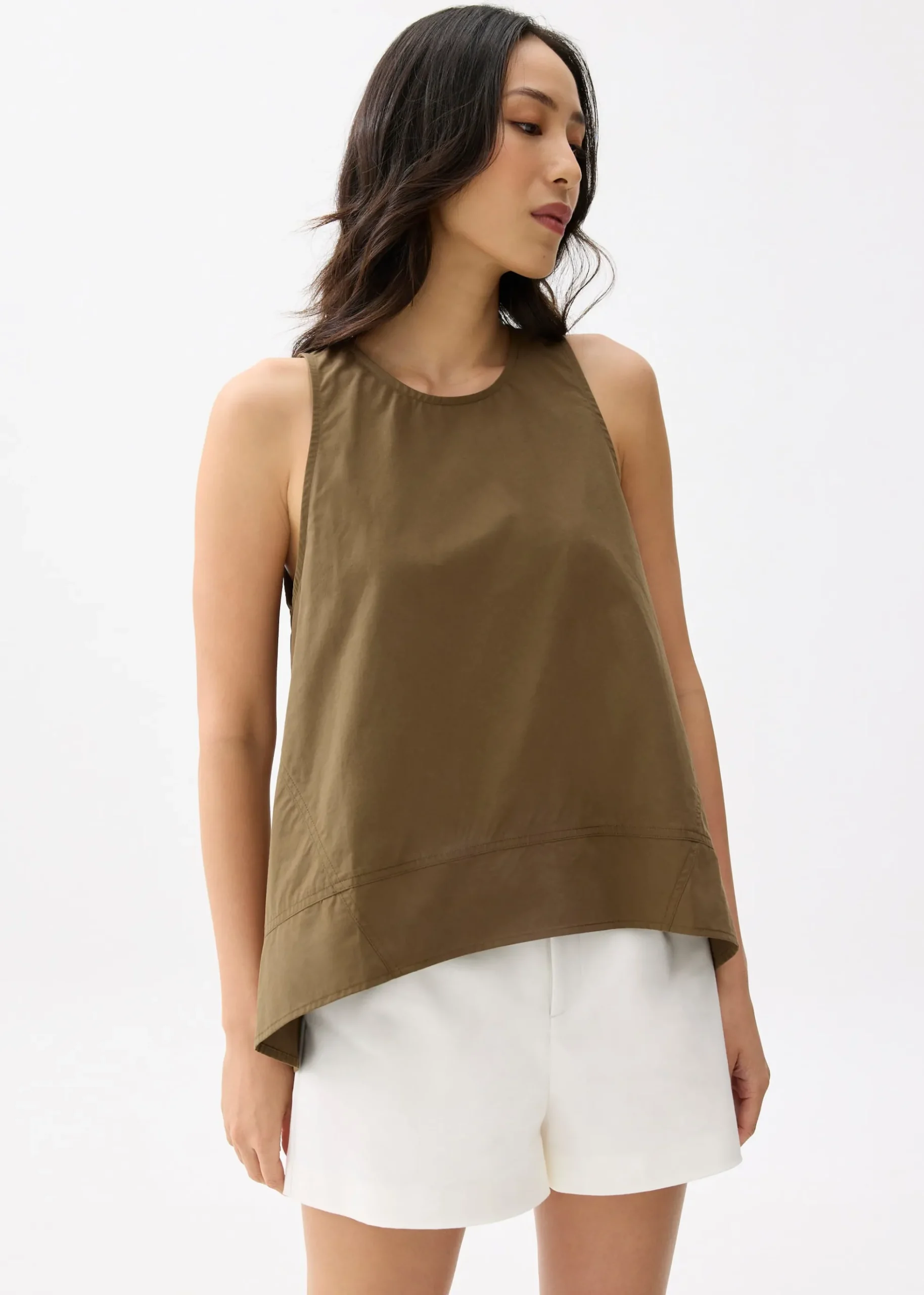 Cotton Round Neck Trapeze Tank Top