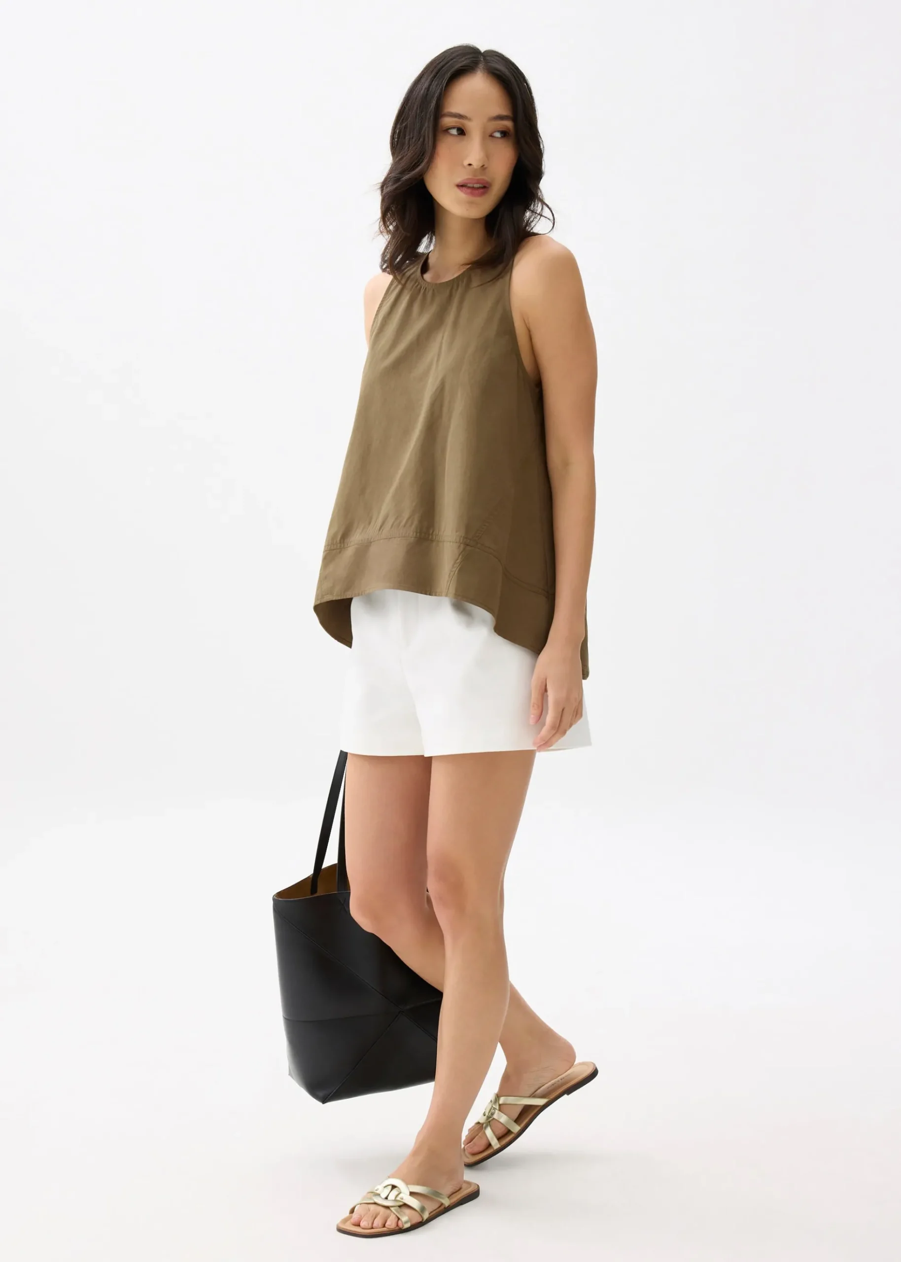 Cotton Round Neck Trapeze Tank Top