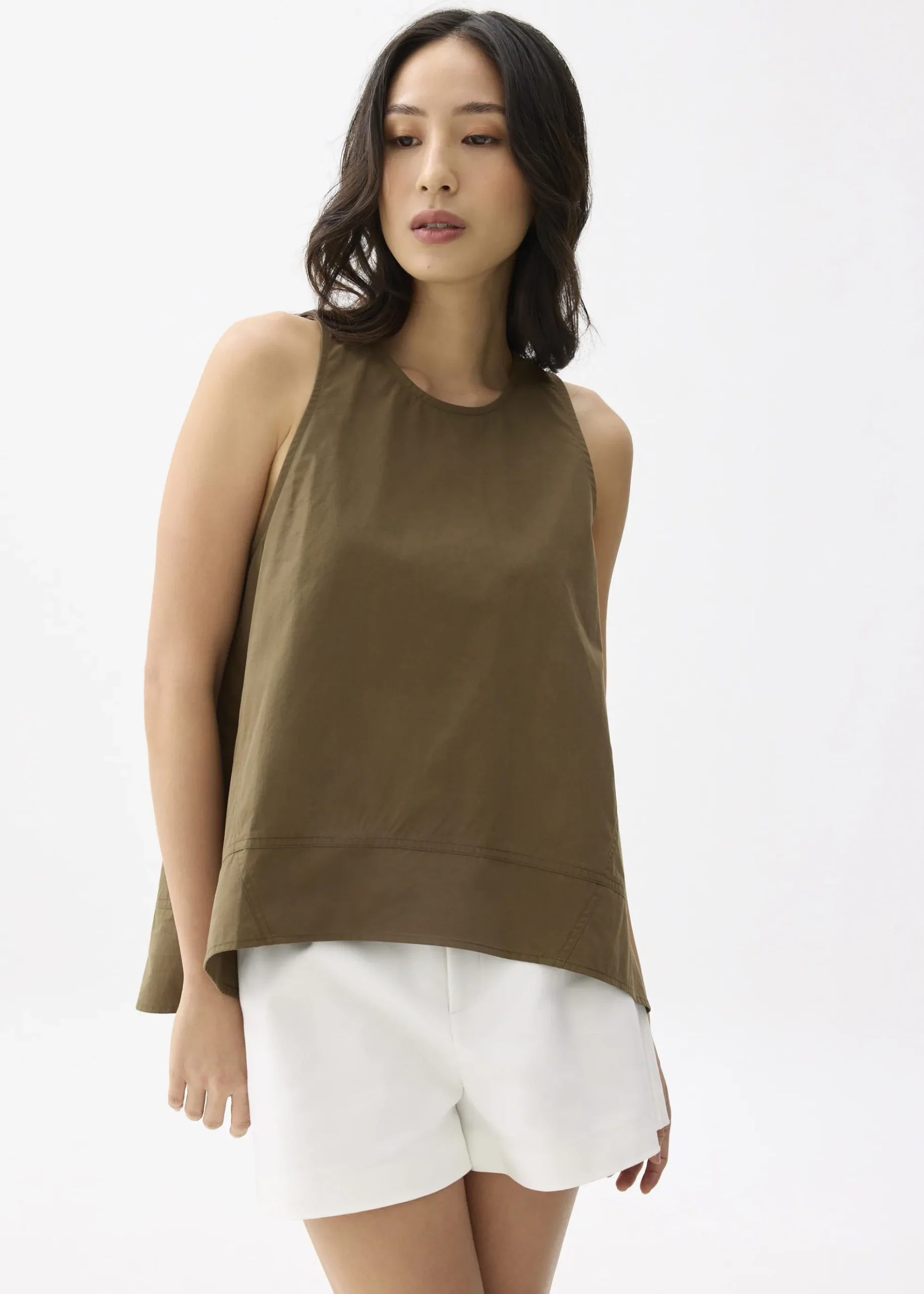 Cotton Round Neck Trapeze Tank Top