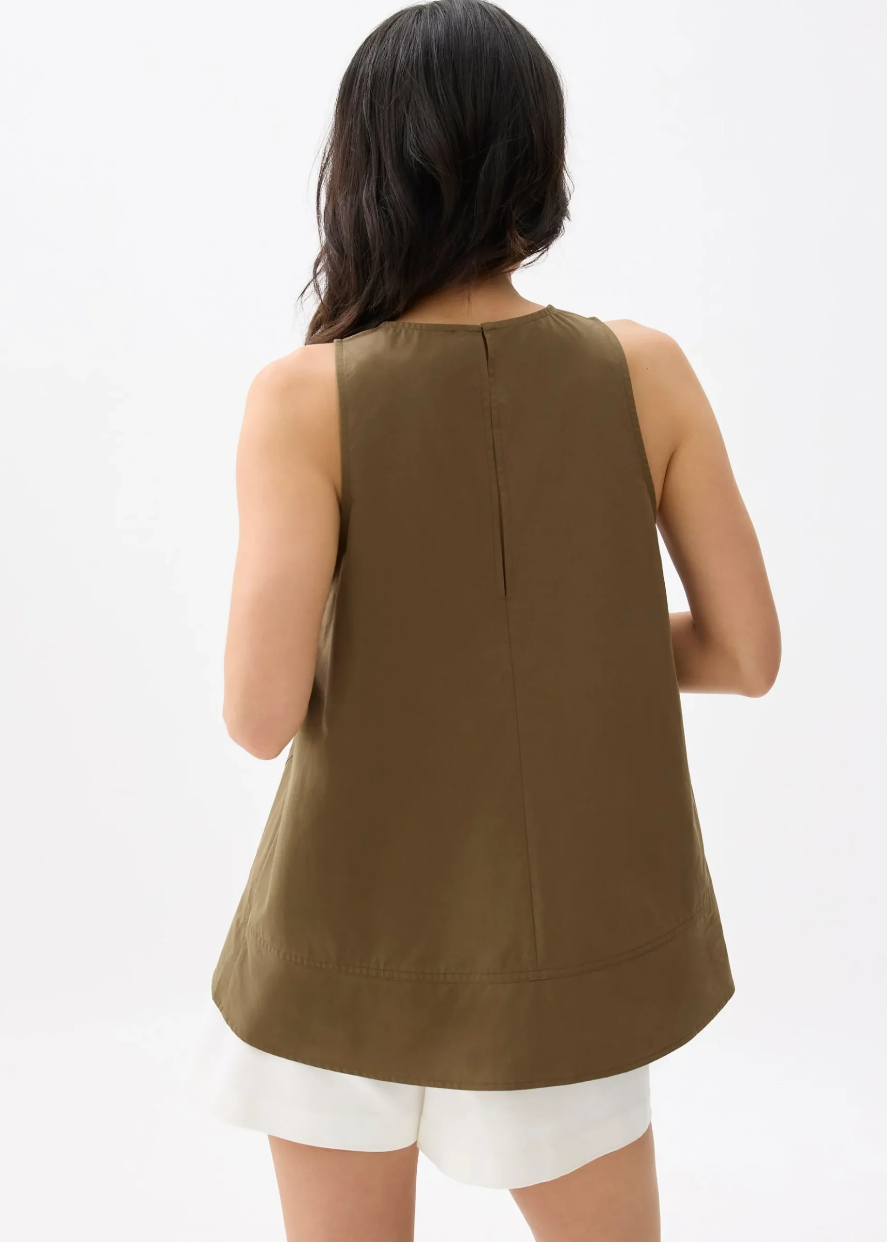 Cotton Round Neck Trapeze Tank Top