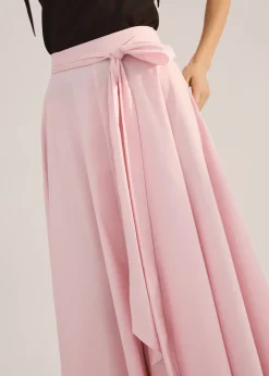 Cotton Side Tie Flare Floor Length Skirt
