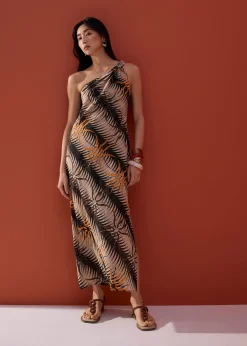 Cotton Toga Column Maxi Dress in Oasis Flow