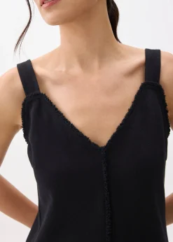 Cotton V-neck Column Midi Dress