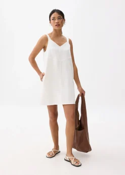 Cotton V-neck Shift Mini Dress