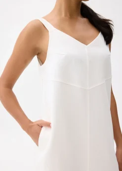 Cotton V-neck Shift Mini Dress