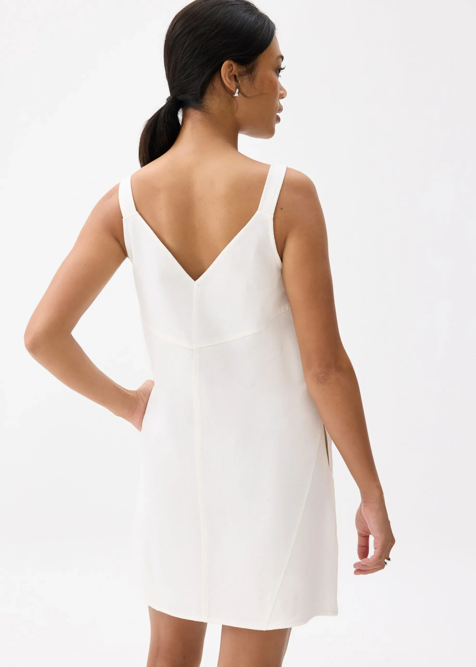 Cotton V-neck Shift Mini Dress