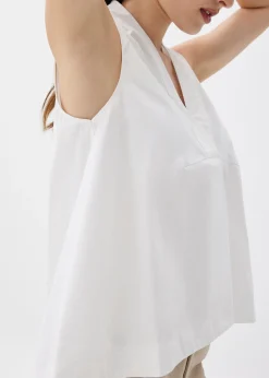 Cotton V-neck Trapeze Shell Top