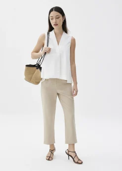 Cotton V-neck Trapeze Shell Top