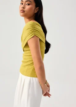 Crinkled Jersey Asymmetric Fitted Top