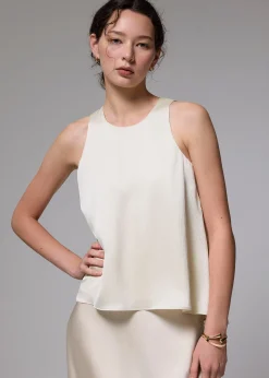 Crinkled Satin Trapeze Shell Top