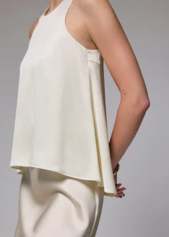 Crinkled Satin Trapeze Shell Top