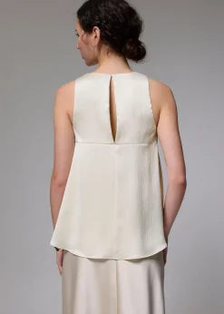 Crinkled Satin Trapeze Shell Top