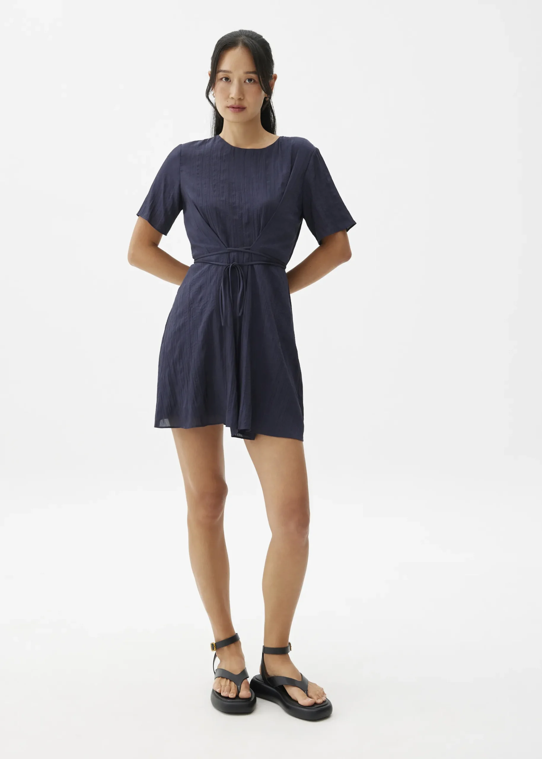 Crinkled Shift Mini Dress