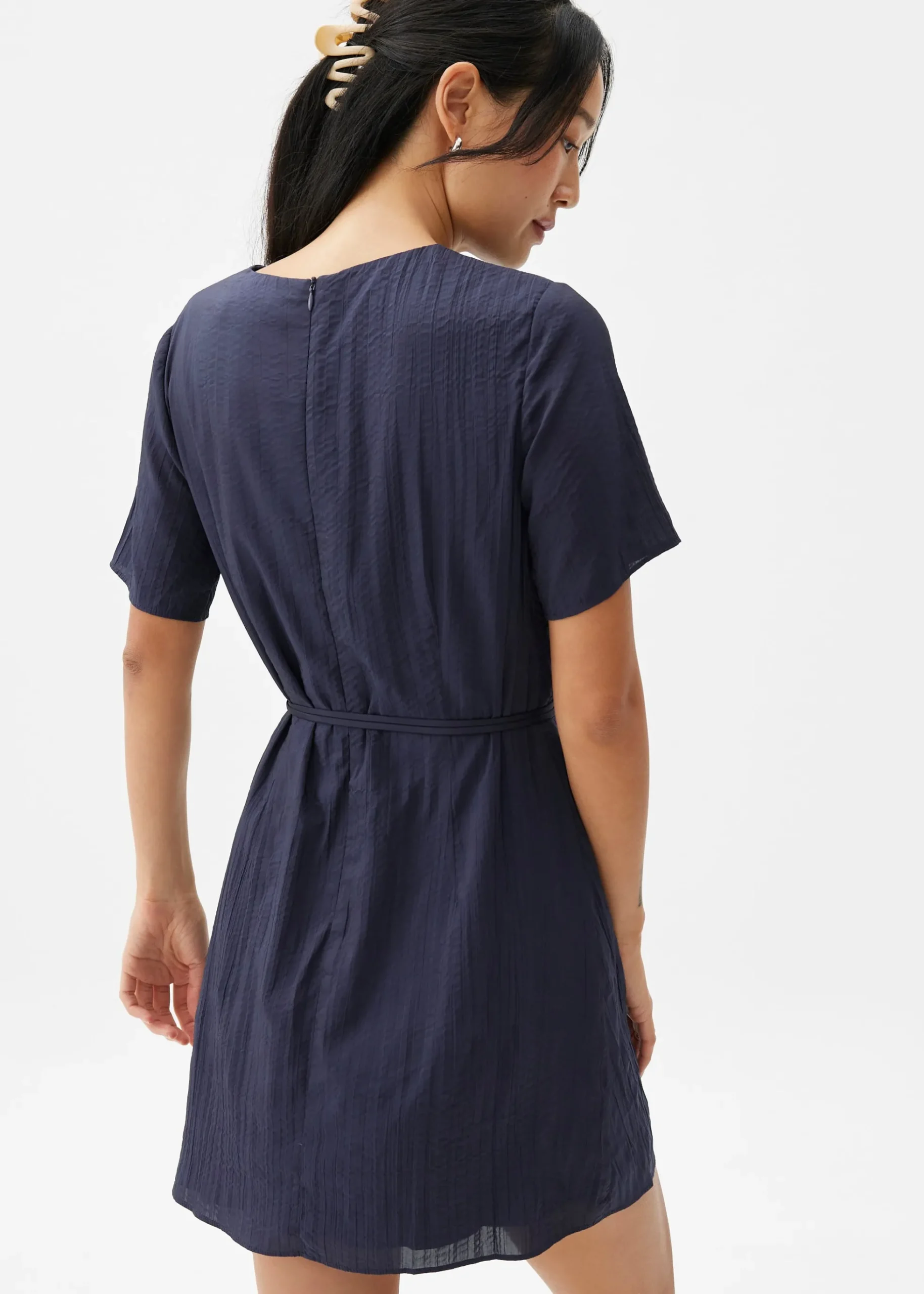Crinkled Shift Mini Dress