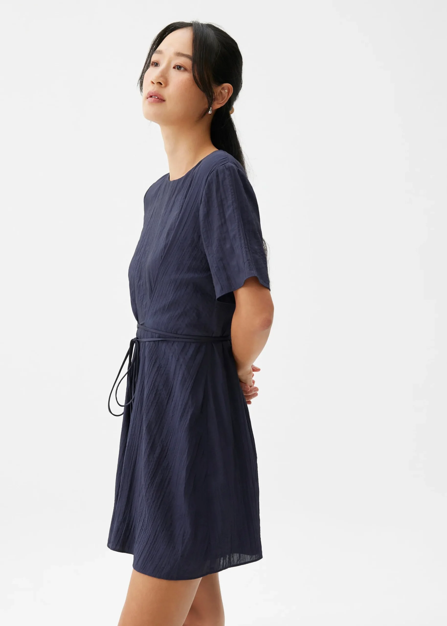 Crinkled Shift Mini Dress