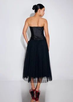 Crinkled Tube Fit & Flare Midaxi Dress